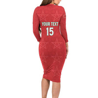 Custom Morocco Football Long Sleeve Bodycon Dress Dima Maghrib