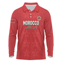 Custom Morocco Football Long Sleeve Polo Shirt Dima Maghrib