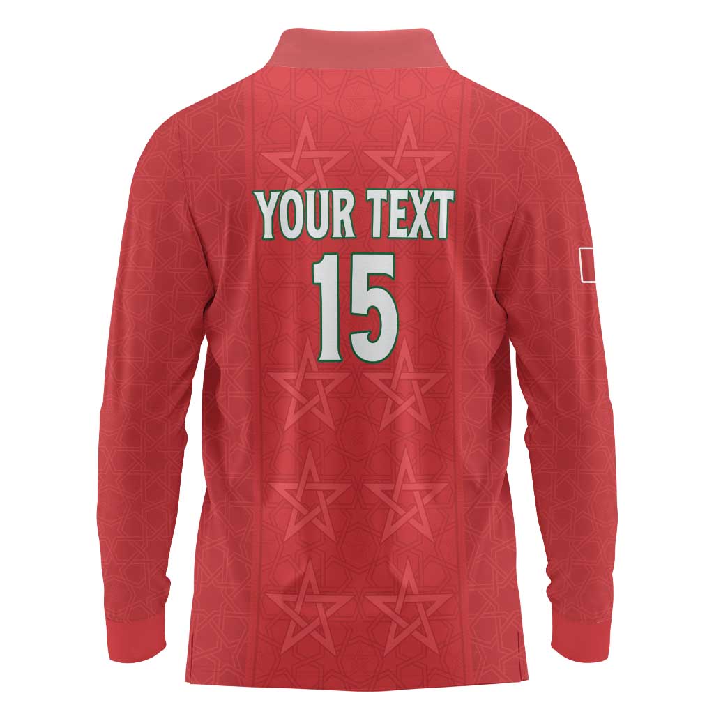 Custom Morocco Football Long Sleeve Polo Shirt Dima Maghrib
