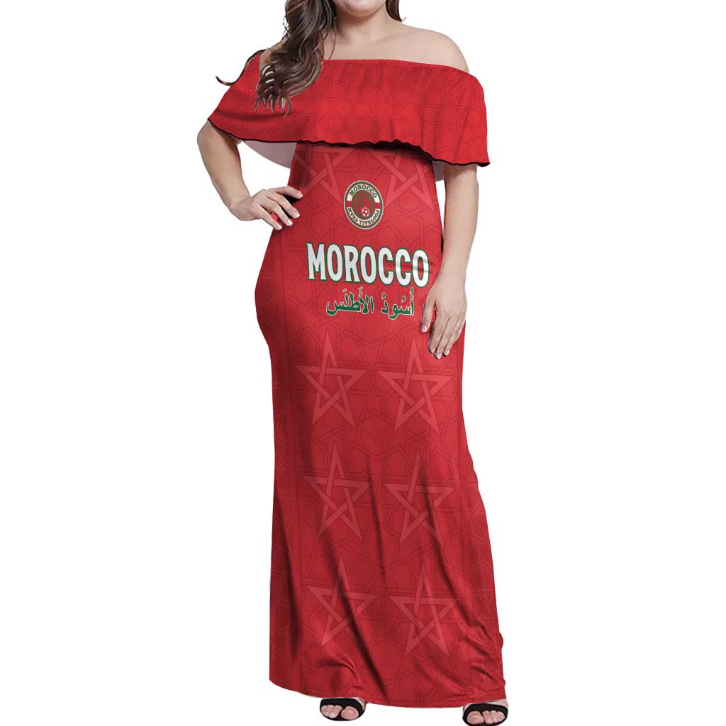 Custom Morocco Football Off Shoulder Maxi Dress Dima Maghrib