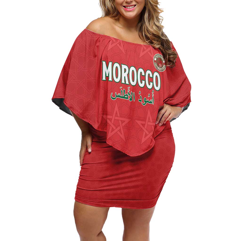 Custom Morocco Football Off Shoulder Short Dress Dima Maghrib