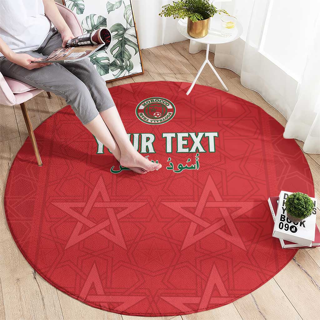 Custom Morocco Football Round Carpet Dima Maghrib