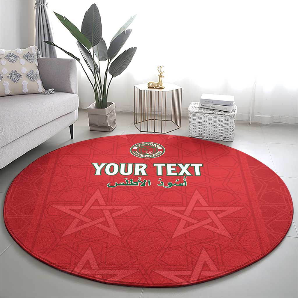 Custom Morocco Football Round Carpet Dima Maghrib