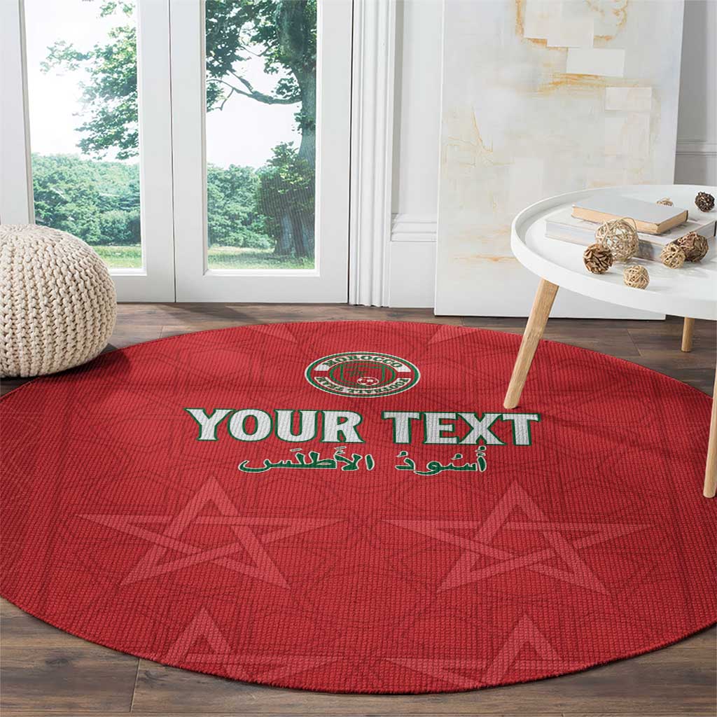 Custom Morocco Football Round Carpet Dima Maghrib