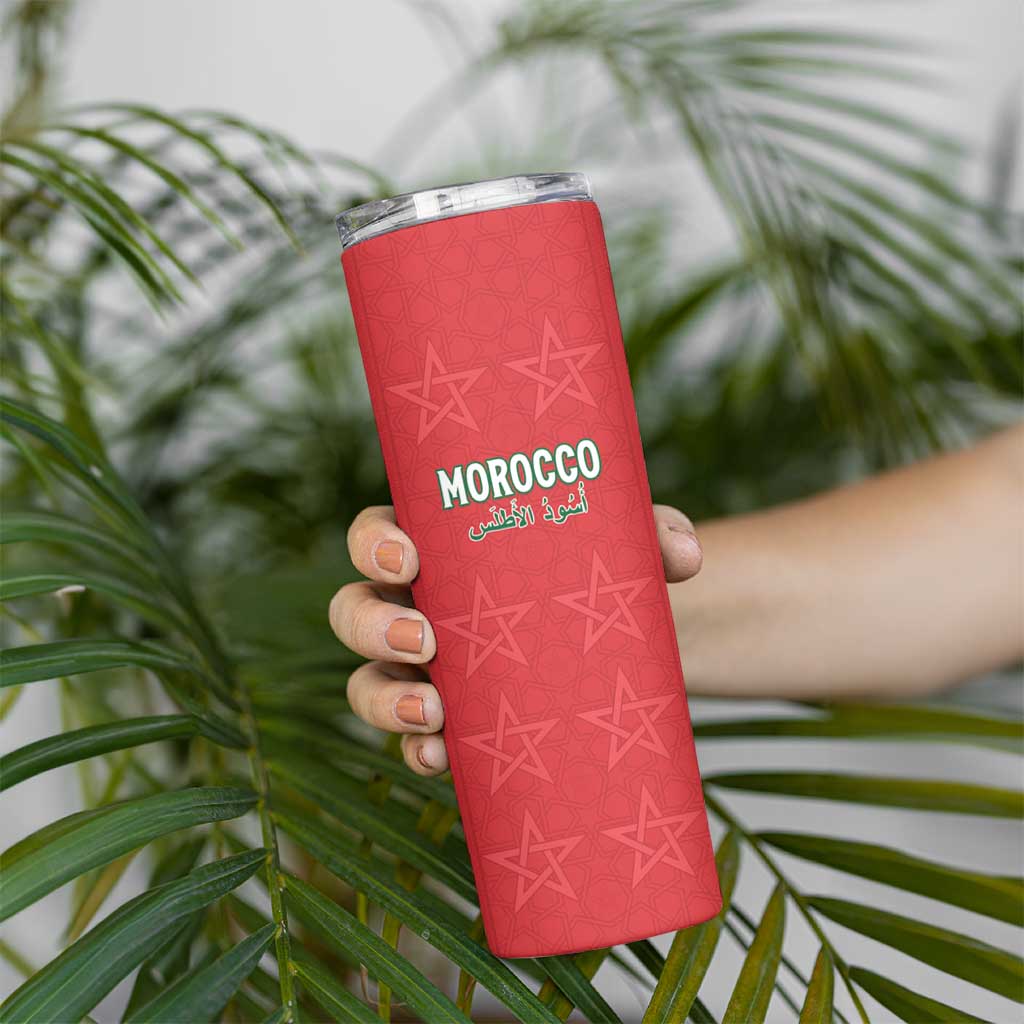 Custom Morocco Football Skinny Tumbler Dima Maghrib