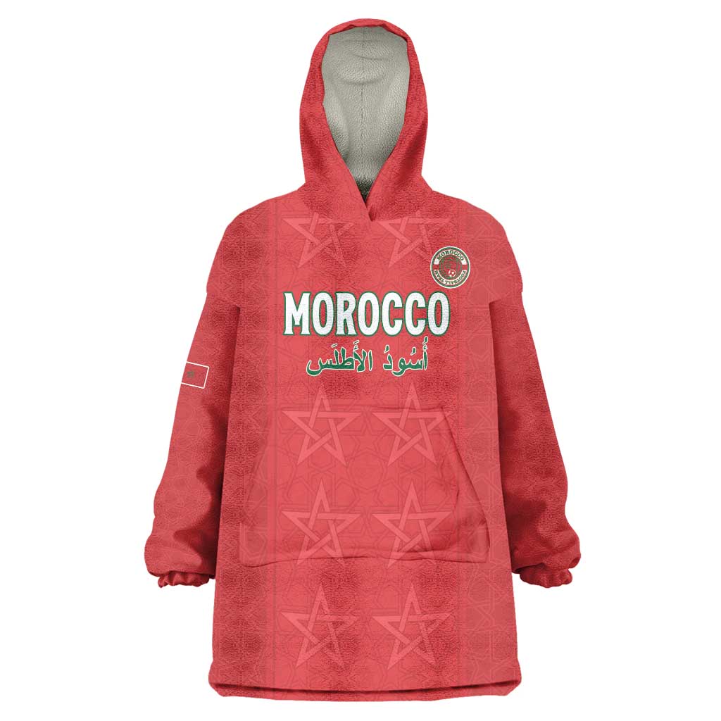 Custom Morocco Football Wearable Blanket Hoodie Dima Maghrib