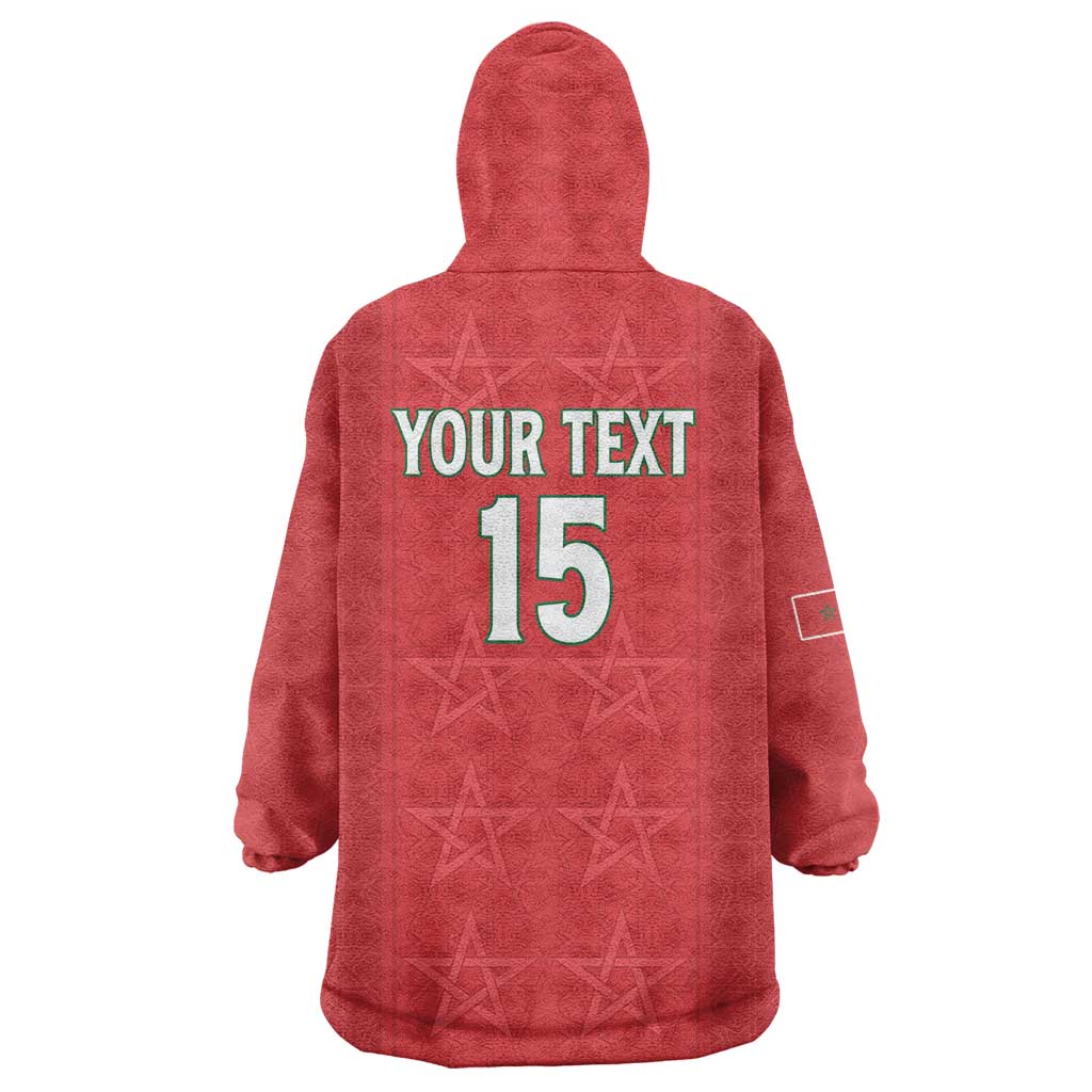 Custom Morocco Football Wearable Blanket Hoodie Dima Maghrib