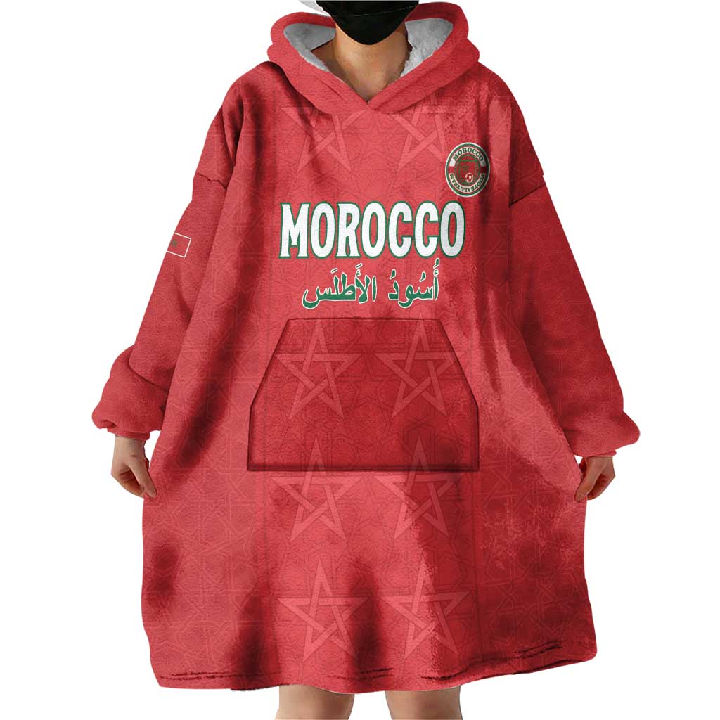 Custom Morocco Football Wearable Blanket Hoodie Dima Maghrib