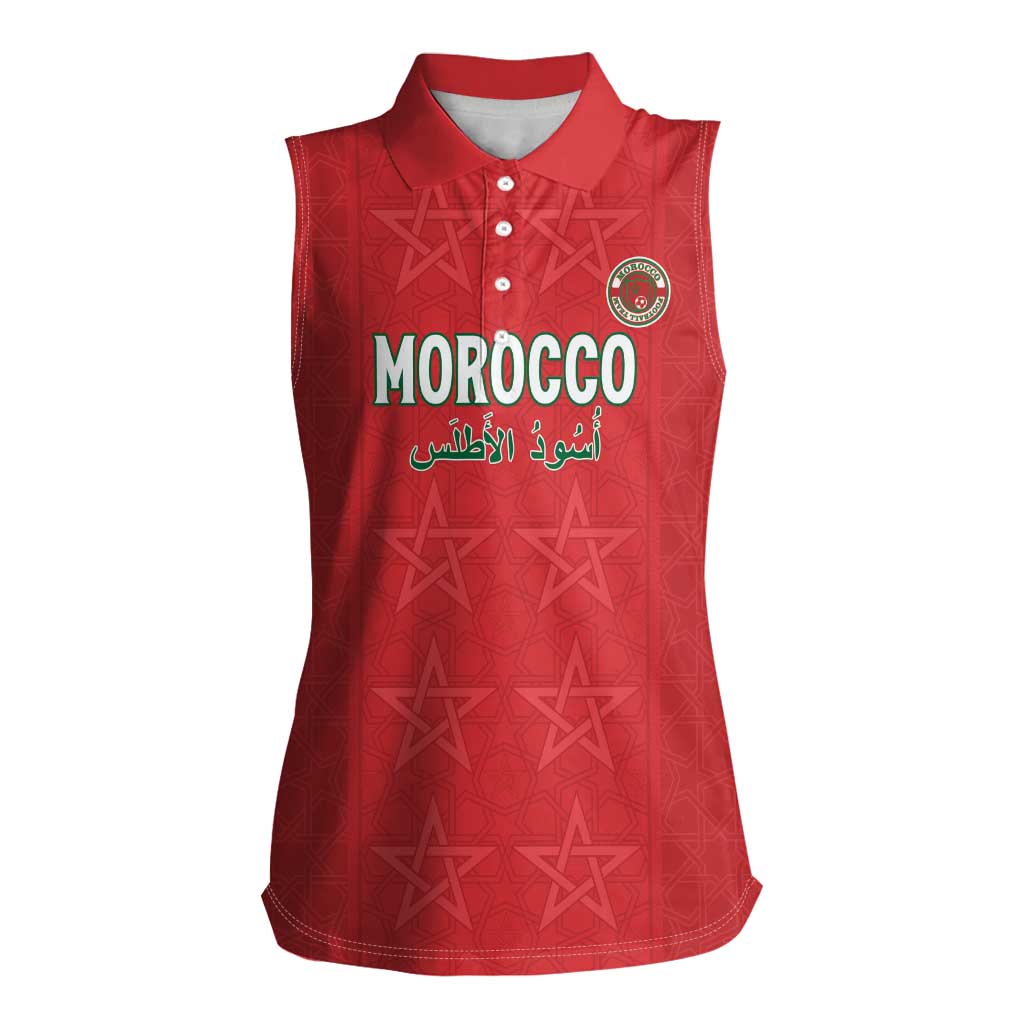 Custom Morocco Football Women Sleeveless Polo Shirt Dima Maghrib