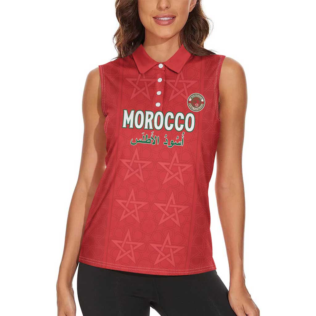 Custom Morocco Football Women Sleeveless Polo Shirt Dima Maghrib