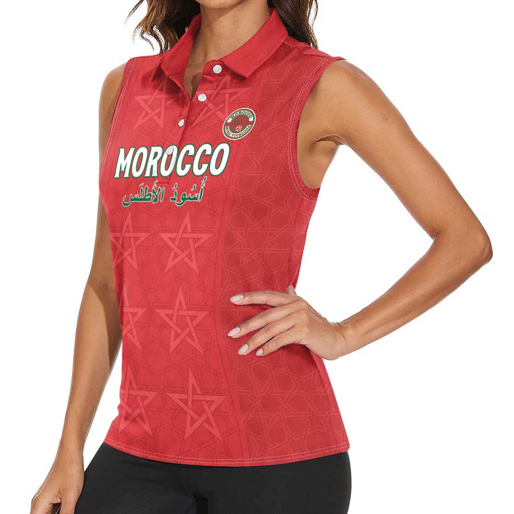 Custom Morocco Football Women Sleeveless Polo Shirt Dima Maghrib