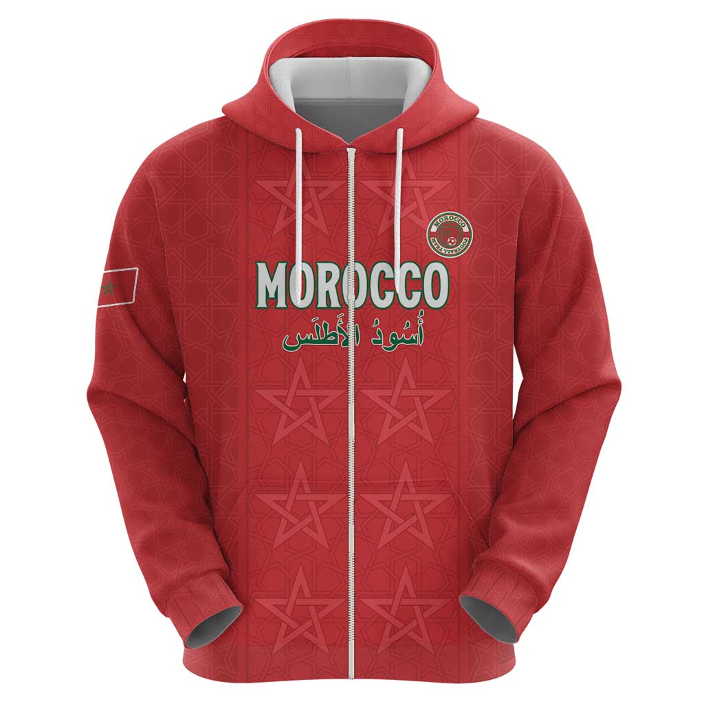 Custom Morocco Football Zip Hoodie Dima Maghrib