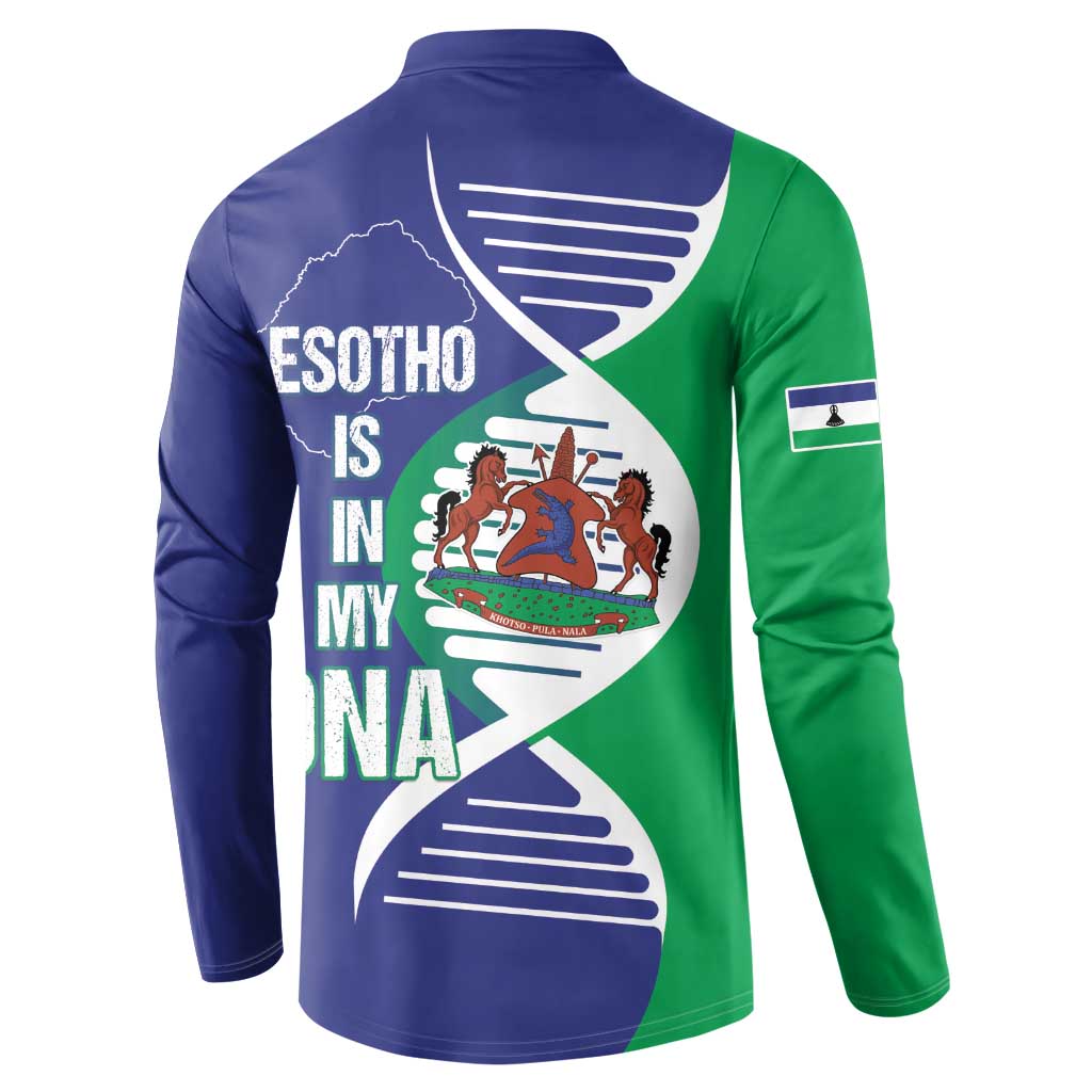 Lesotho Is In My DNA Button Sweatshirt Lesotho Map and Coat Of Arms