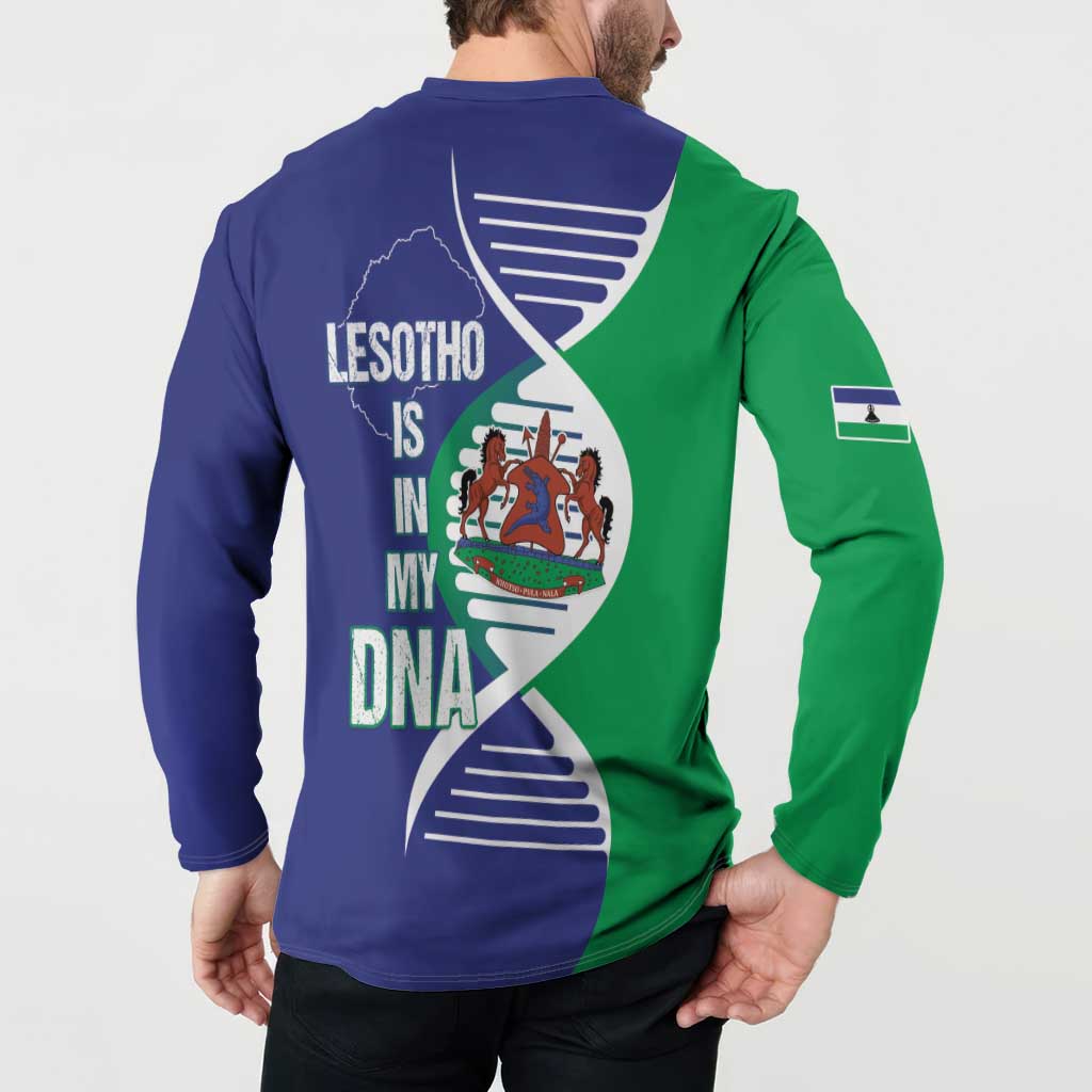 Lesotho Is In My DNA Button Sweatshirt Lesotho Map and Coat Of Arms
