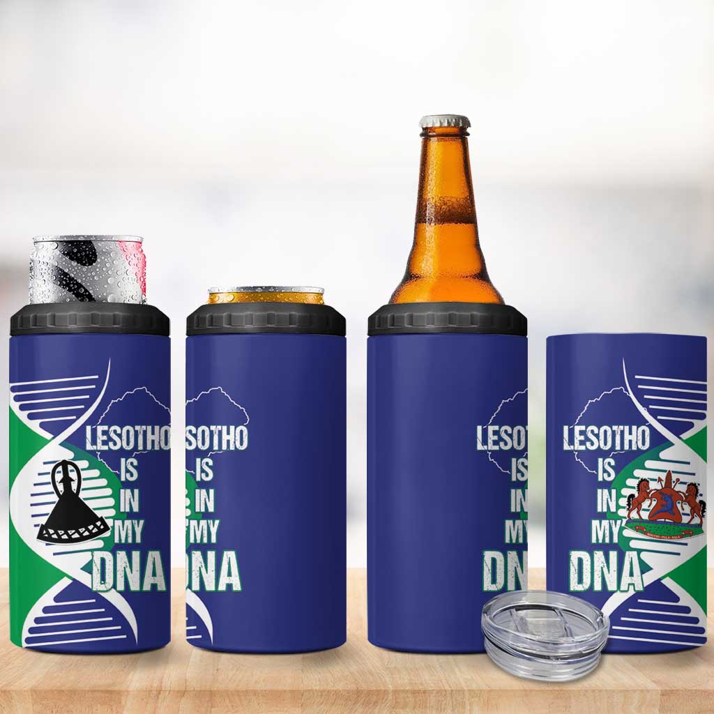Lesotho Is In My DNA 4 in 1 Can Cooler Tumbler Lesotho Map and Coat Of Arms