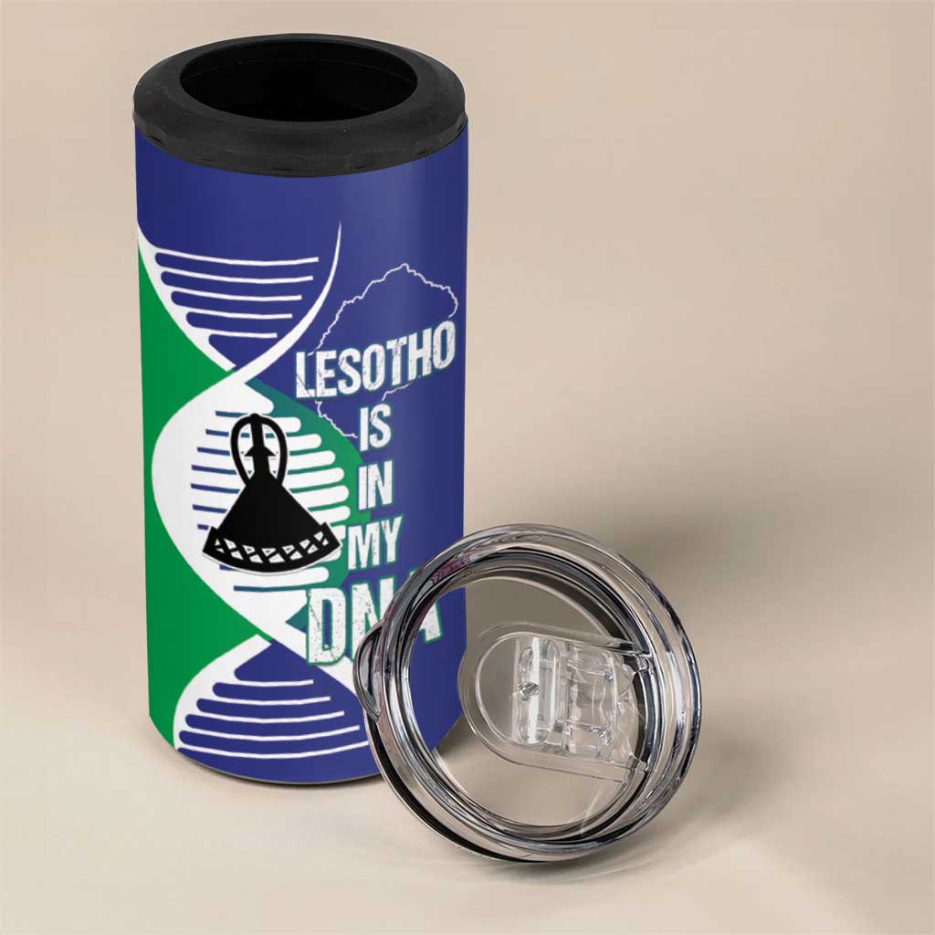 Lesotho Is In My DNA 4 in 1 Can Cooler Tumbler Lesotho Map and Coat Of Arms