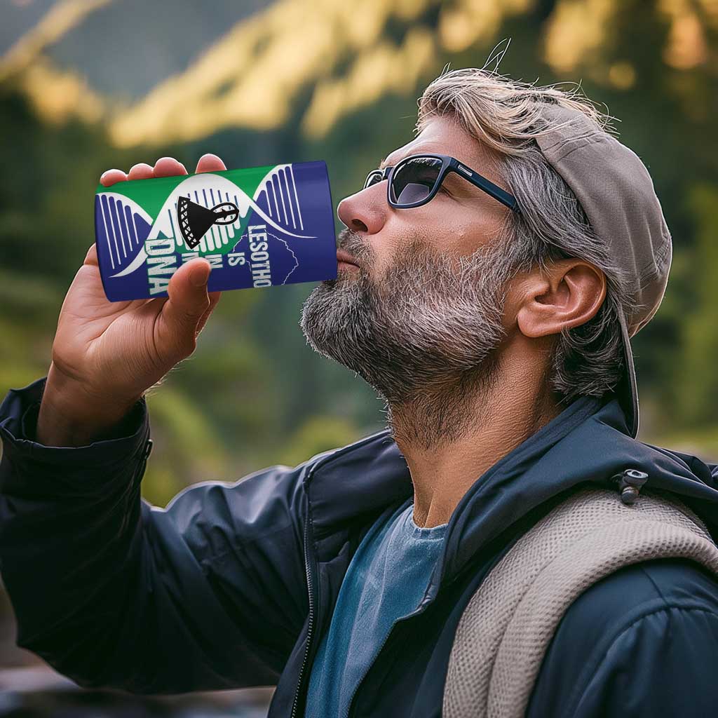 Lesotho Is In My DNA 4 in 1 Can Cooler Tumbler Lesotho Map and Coat Of Arms