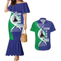 Lesotho Is In My DNA Couples Matching Mermaid Dress and Hawaiian Shirt Lesotho Map and Coat Of Arms