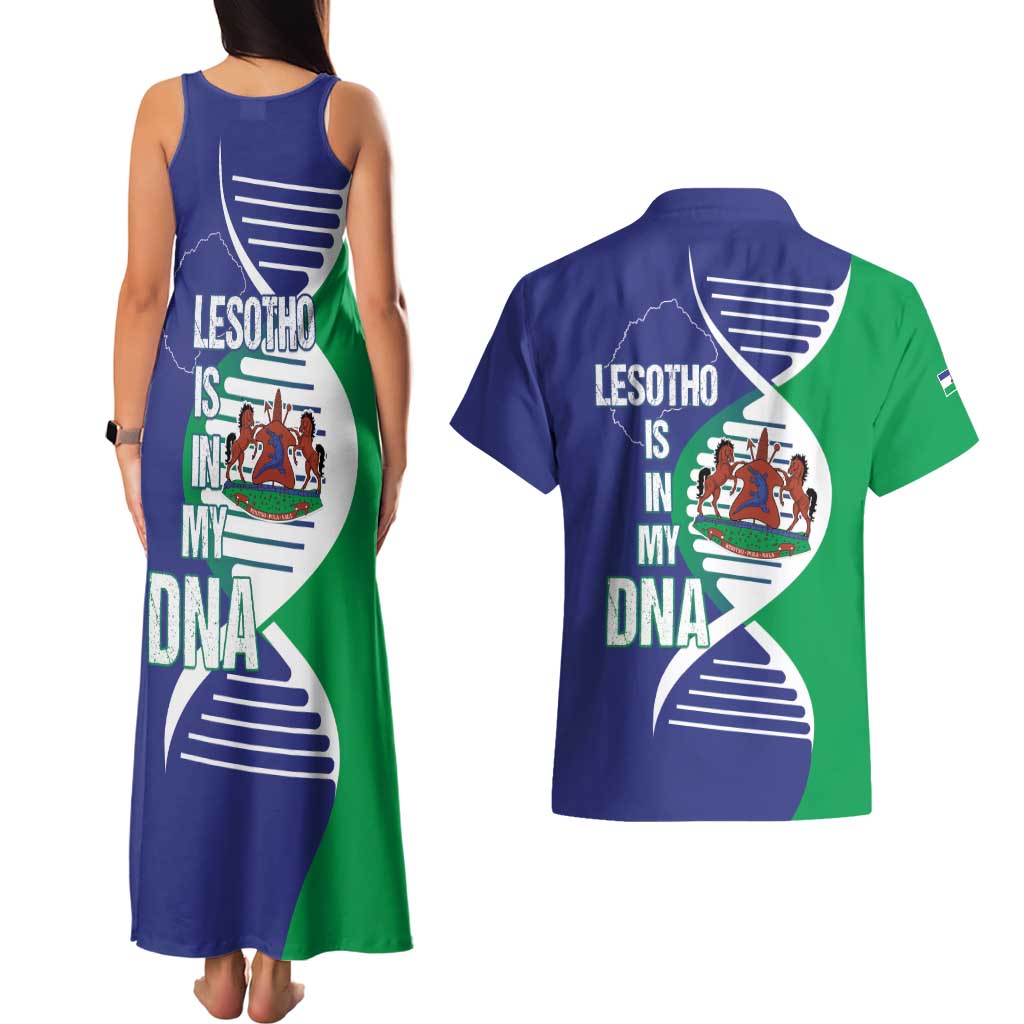 Lesotho Is In My DNA Couples Matching Tank Maxi Dress and Hawaiian Shirt Lesotho Map and Coat Of Arms