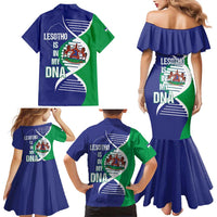 Lesotho Is In My DNA Family Matching Mermaid Dress and Hawaiian Shirt Lesotho Map and Coat Of Arms