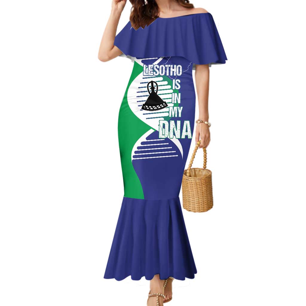 Lesotho Is In My DNA Family Matching Mermaid Dress and Hawaiian Shirt Lesotho Map and Coat Of Arms
