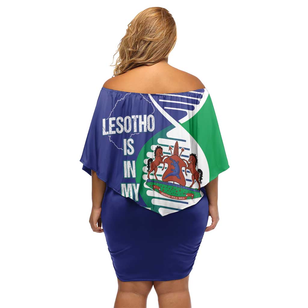 Lesotho Is In My DNA Family Matching Off Shoulder Short Dress and Hawaiian Shirt Lesotho Map and Coat Of Arms