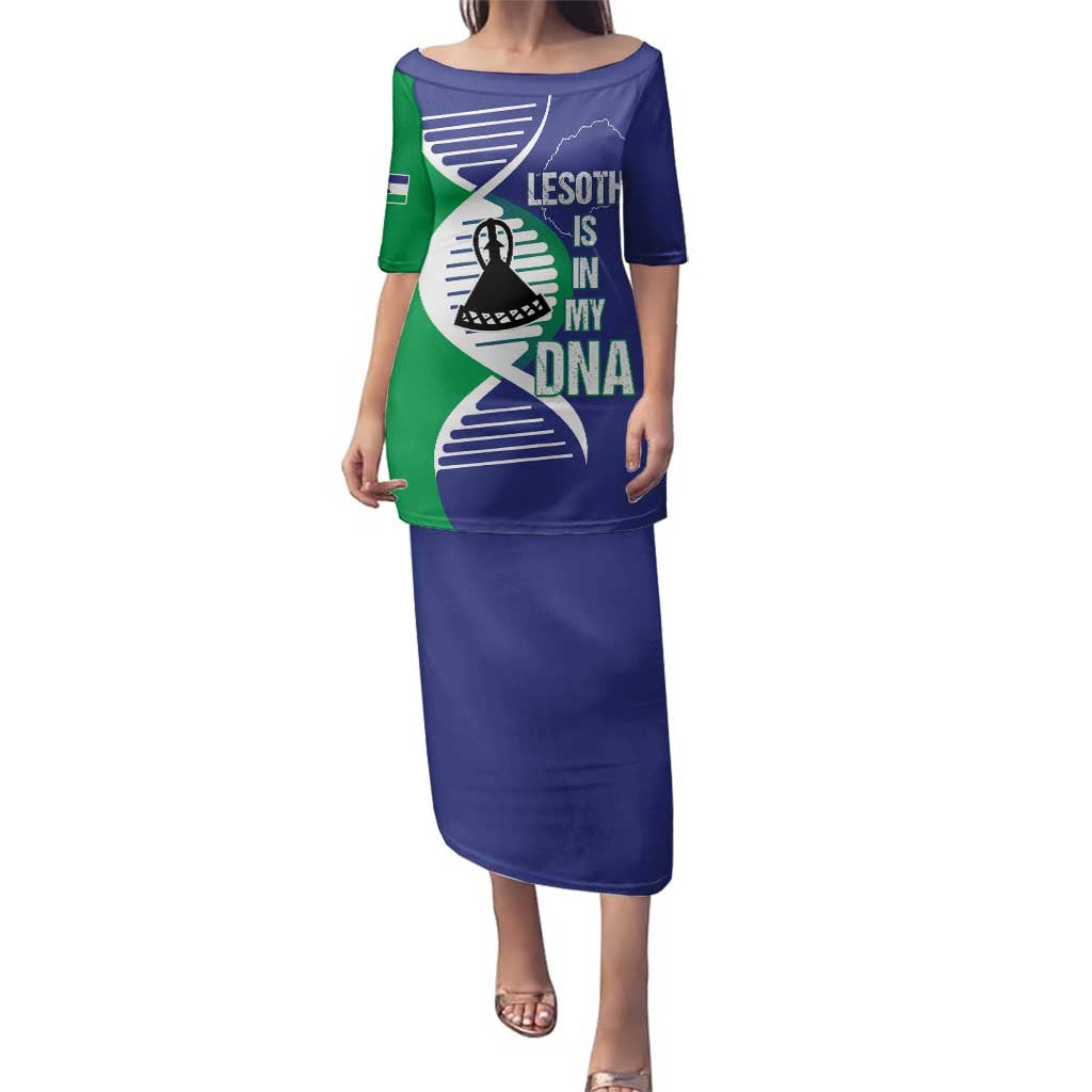 Lesotho Is In My DNA Family Matching Puletasi and Hawaiian Shirt Lesotho Map and Coat Of Arms