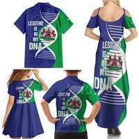 Lesotho Is In My DNA Family Matching Summer Maxi Dress and Hawaiian Shirt Lesotho Map and Coat Of Arms