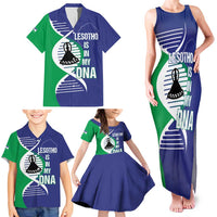 Lesotho Is In My DNA Family Matching Tank Maxi Dress and Hawaiian Shirt Lesotho Map and Coat Of Arms