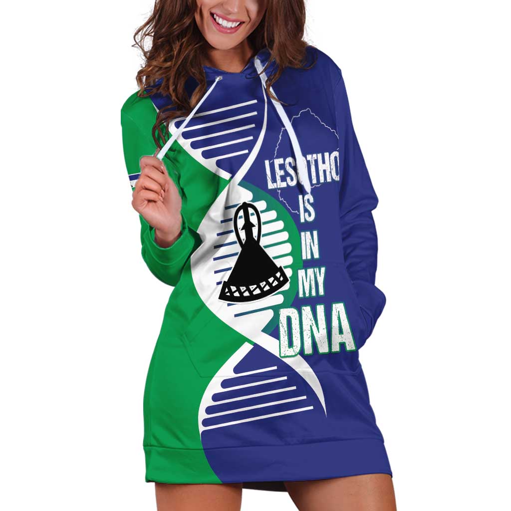 Lesotho Is In My DNA Hoodie Dress Lesotho Map and Coat Of Arms