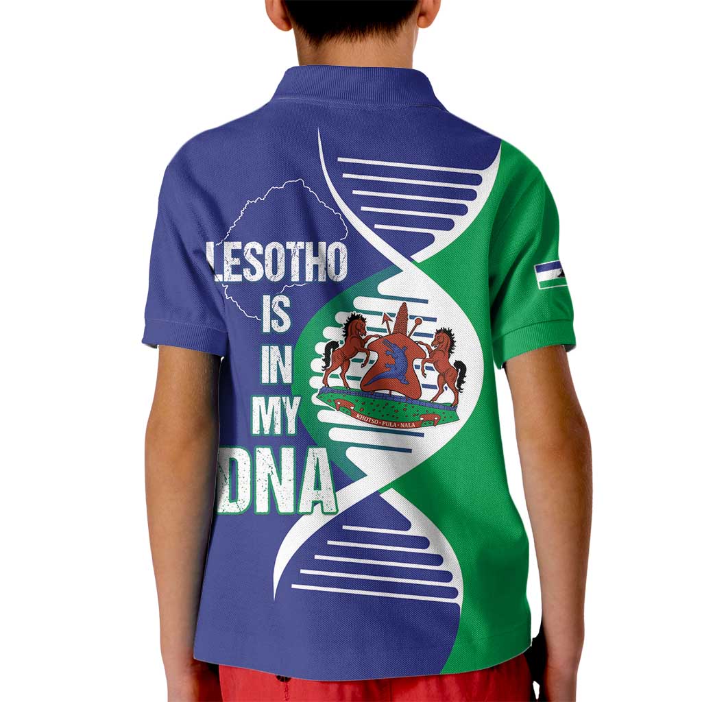 Lesotho Is In My DNA Kid Polo Shirt Lesotho Map and Coat Of Arms