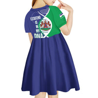 Lesotho Is In My DNA Kid Short Sleeve Dress Lesotho Map and Coat Of Arms