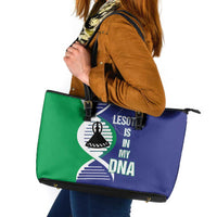 Lesotho Is In My DNA Leather Tote Bag Lesotho Map and Coat Of Arms