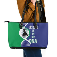 Lesotho Is In My DNA Leather Tote Bag Lesotho Map and Coat Of Arms