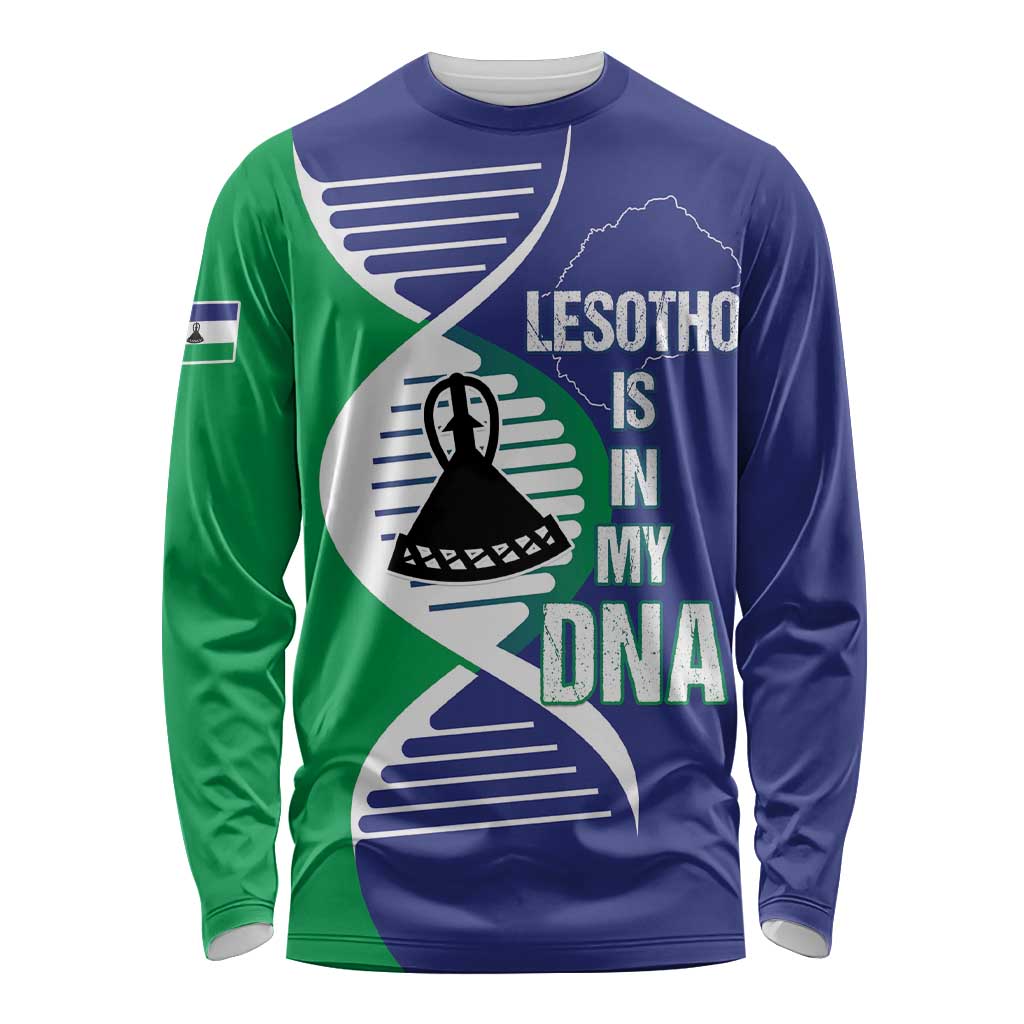 Lesotho Is In My DNA Long Sleeve Shirt Lesotho Map and Coat Of Arms