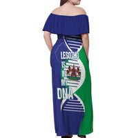 Lesotho Is In My DNA Off Shoulder Maxi Dress Lesotho Map and Coat Of Arms