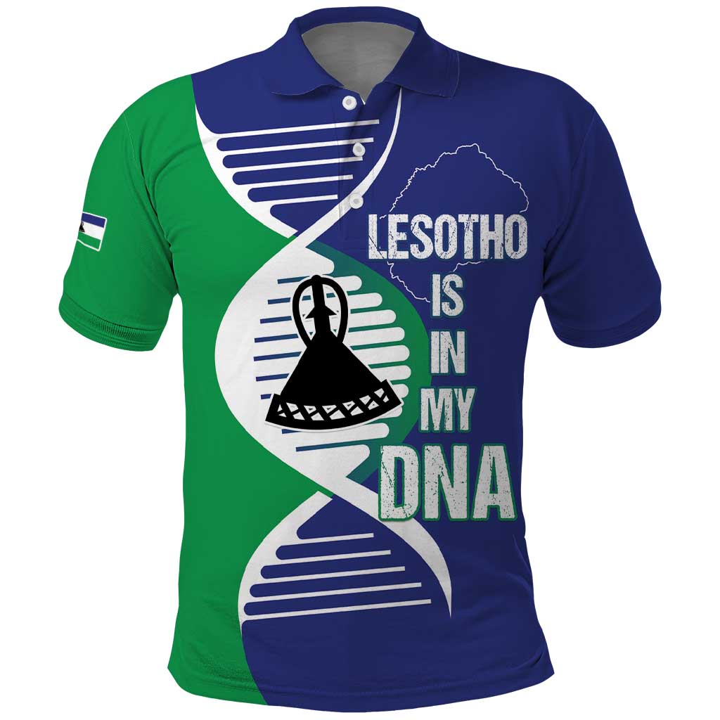 Lesotho Is In My DNA Polo Shirt Lesotho Map and Coat Of Arms