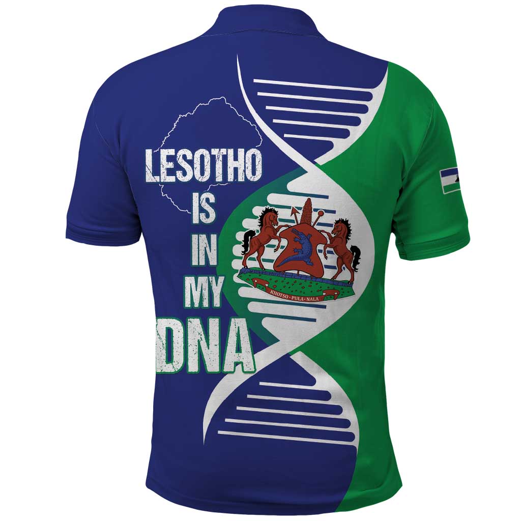 Lesotho Is In My DNA Polo Shirt Lesotho Map and Coat Of Arms