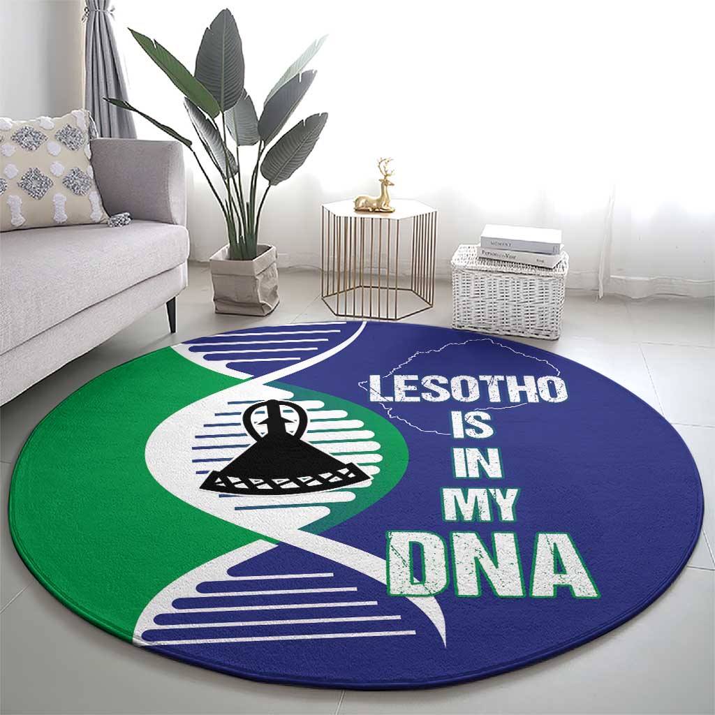 Lesotho Is In My DNA Round Carpet Lesotho Map and Coat Of Arms