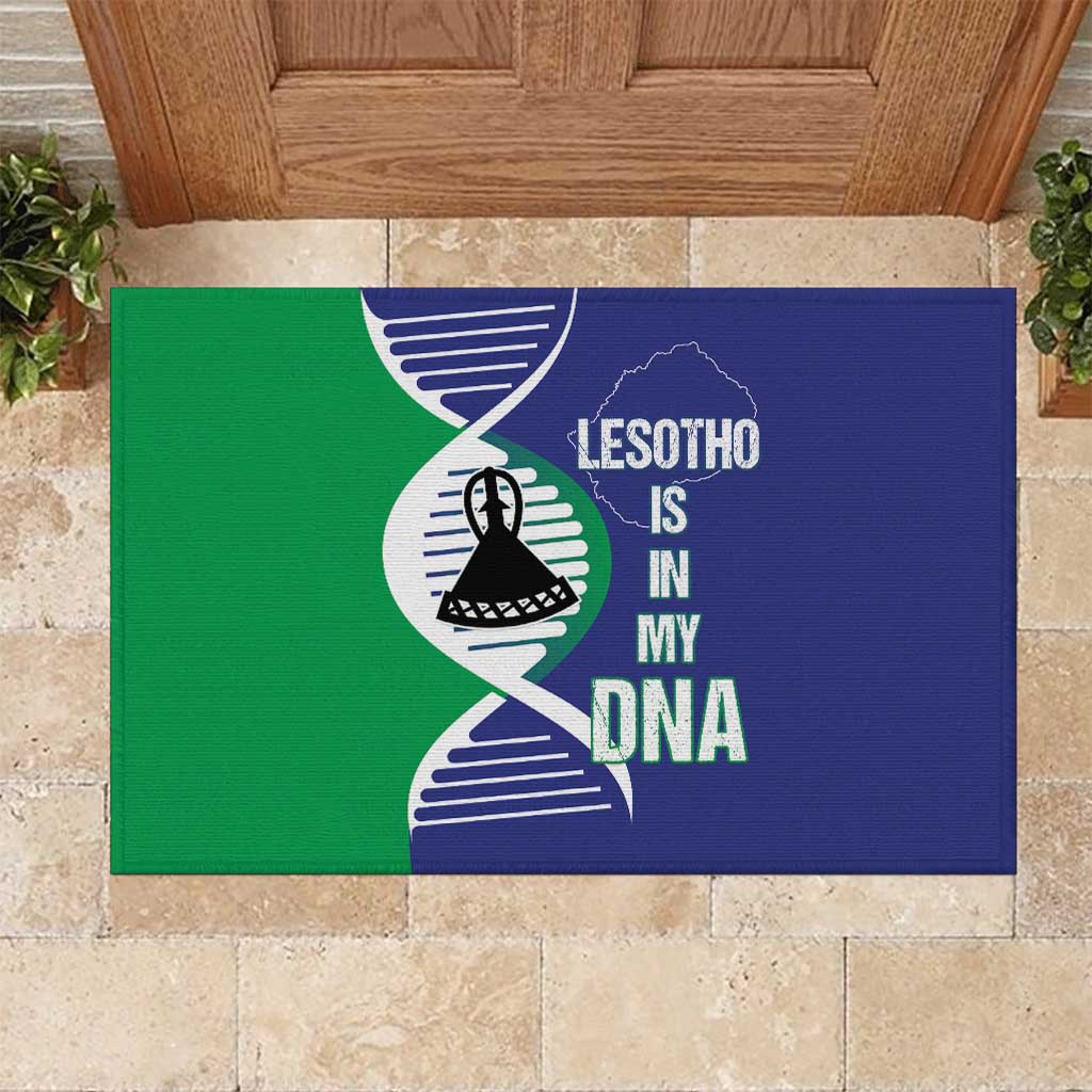 Lesotho Is In My DNA Rubber Doormat Lesotho Map and Coat Of Arms