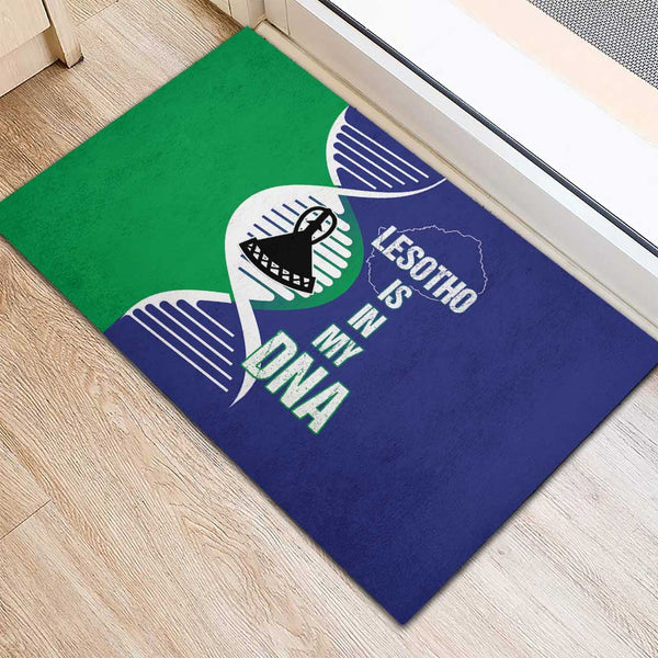 Personalised Lesotho Independence Day Rubber Doormat Aloe Polyphylla Mix Coat Of Arms LT14