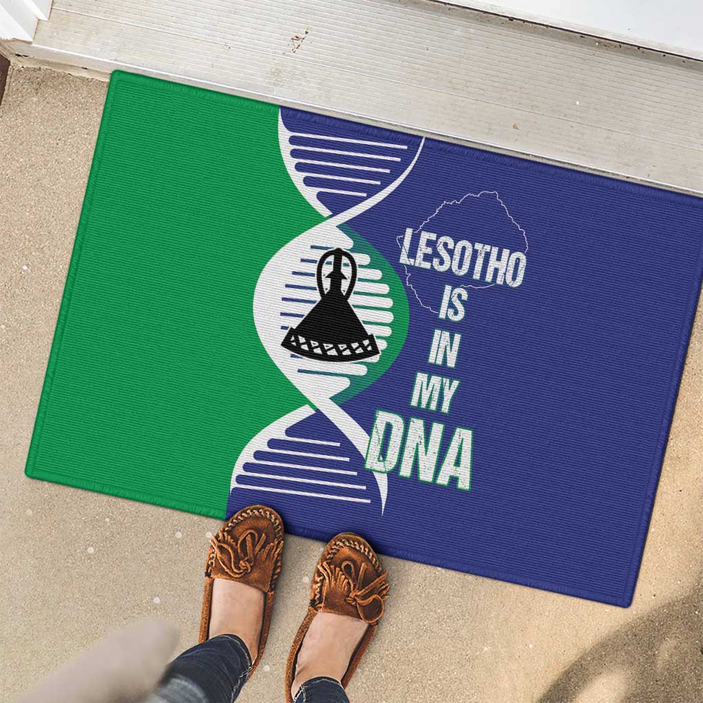 Lesotho Is In My DNA Rubber Doormat Lesotho Map and Coat Of Arms
