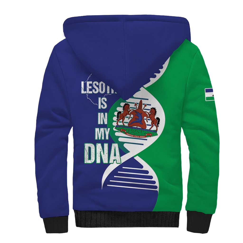 Lesotho Is In My DNA Sherpa Hoodie Lesotho Map and Coat Of Arms