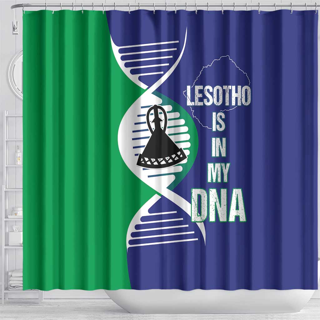 Lesotho Is In My DNA Shower Curtain Lesotho Map and Coat Of Arms
