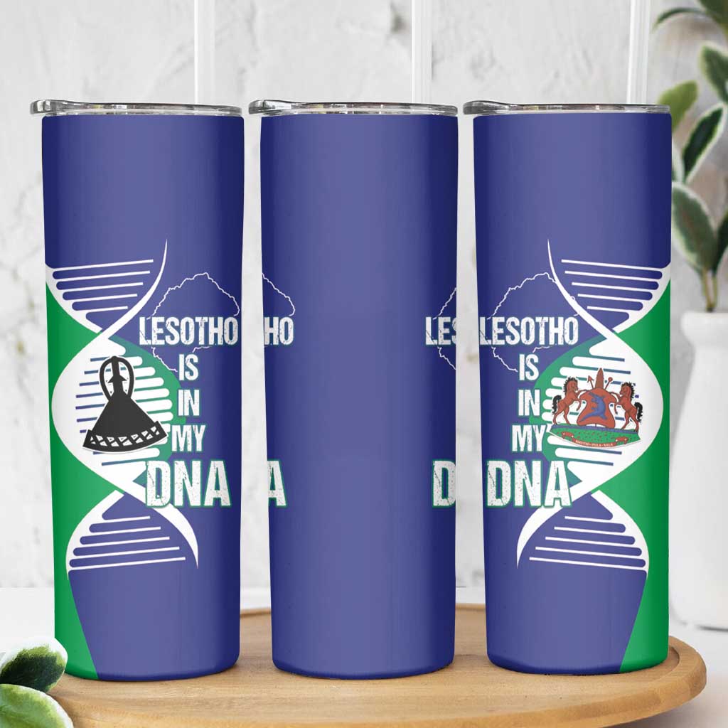 Lesotho Is In My DNA Skinny Tumbler Lesotho Map and Coat Of Arms