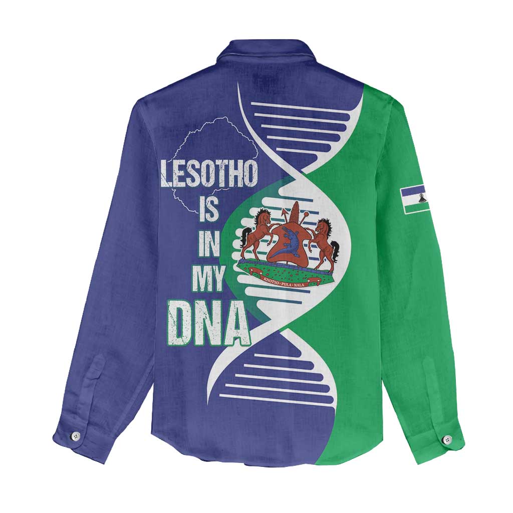 Lesotho Is In My DNA Women Casual Shirt Lesotho Map and Coat Of Arms