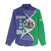 Lesotho Is In My DNA Women Casual Shirt Lesotho Map and Coat Of Arms