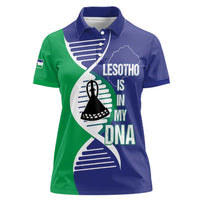 Lesotho Is In My DNA Women Polo Shirt Lesotho Map and Coat Of Arms
