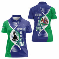 Lesotho Is In My DNA Women Polo Shirt Lesotho Map and Coat Of Arms