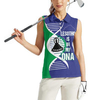 Lesotho Is In My DNA Women Sleeveless Polo Shirt Lesotho Map and Coat Of Arms